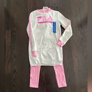 BNWT Fila White and Pink Hoodie Dress with Leggings